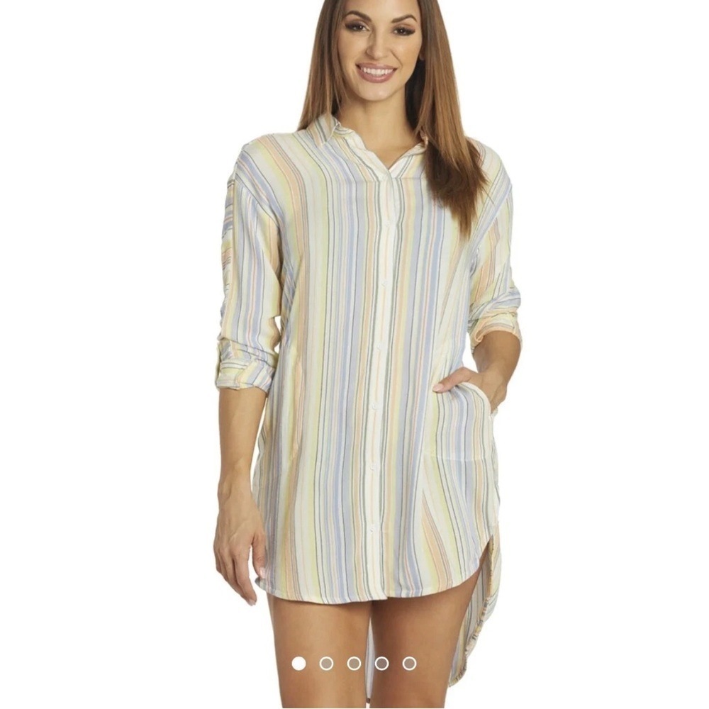 Prana Colorful Striped Scheena Swimsuit Cover-Up Tunic SZ L - Picture 3 of 14